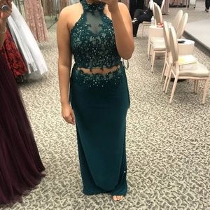 Hunter green prom dress